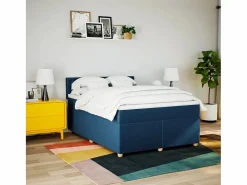 Clicnbuy Cama box spring con colchón tela 160x200 cm Azul New