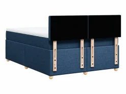 Clicnbuy Cama box spring con colchón tela 160x200 cm Azul New