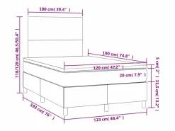 Clicnbuy Somier Tapizado|Cama box spring con colchón cuero sintético blanco 120x190 cm
