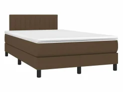 Clicnbuy Cama box spring con colchón y LED tela marrón oscuro 120x190 cm Hot