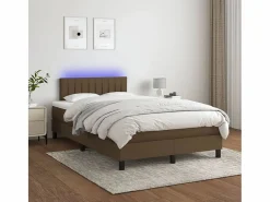 Clicnbuy Cama box spring con colchón y LED tela marrón oscuro 120x190 cm Hot