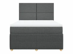 Clicnbuy Somier - 160X200Cm|Cama box spring con colchón tela oscuro 160x200 cm