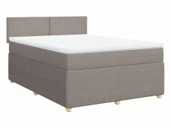 Cama box spring con colchón tela gris taupe 160x200 cm^Clicnbuy Clearance