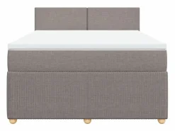 Cama box spring con colchón tela gris taupe 160x200 cm^Clicnbuy Clearance