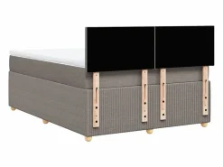 Cama box spring con colchón tela gris taupe 160x200 cm^Clicnbuy Clearance