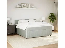 Cama box spring con colchón terciopelo claro 180x200 cm^Clicnbuy Clearance