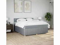 Clicnbuy Somier - 180X200Cm|Cama box spring con colchón tela claro 180x200 cm