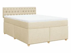 Clicnbuy Cama box spring con colchón tela color 160x200 cm Crema Outlet