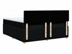 Clicnbuy Cama box spring con colchón tela 180x200 cm Negro