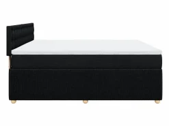 Clicnbuy Cama box spring con colchón tela 180x200 cm Negro