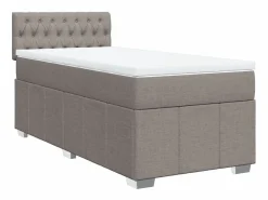Clicnbuy Cama box spring con colchón tela gris taupe 90x190 cm Topo Clearance