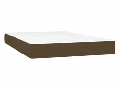 Clicnbuy Somier Tapizado|Cama box spring con colchón y LED tela marrón oscuro 120x200 cm