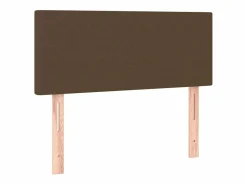 Clicnbuy Somier Tapizado|Cama box spring con colchón y LED tela marrón oscuro 120x200 cm