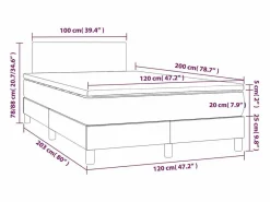 Clicnbuy Somier Tapizado|Cama box spring con colchón y LED tela marrón oscuro 120x200 cm