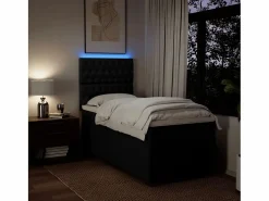 Clicnbuy Cama box spring con colchón tela 90x190 cm Negro