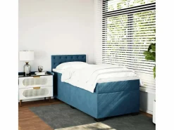 Cama box spring con colchón terciopelo oscuro 80x200 cm ES869750 Azul Clearance
