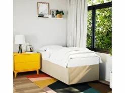 Cama box spring con colchón tela color 90x190 cm ES682961 Crema Best