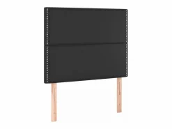 Clicnbuy Somier - 90X190Cm|Cama box spring y colchón LED cuero sintético negro 90x190 cm