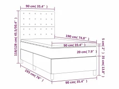 Clicnbuy Cama box spring y colchón LED cuero sintético negro 90x190 cm Outlet