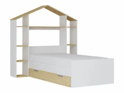 Vente-unique Cama Montessori|Cama cabaña 90 x 190 cm color blanco y natural - JERACO