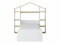 Vente-unique Cama Montessori|Cama cabaña 90 x 190 cm color blanco y natural - JERACO