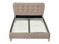 Vente-unique Cama cabecero capitoné Tela beige 140 x 190 cm ELIDE Crema Online