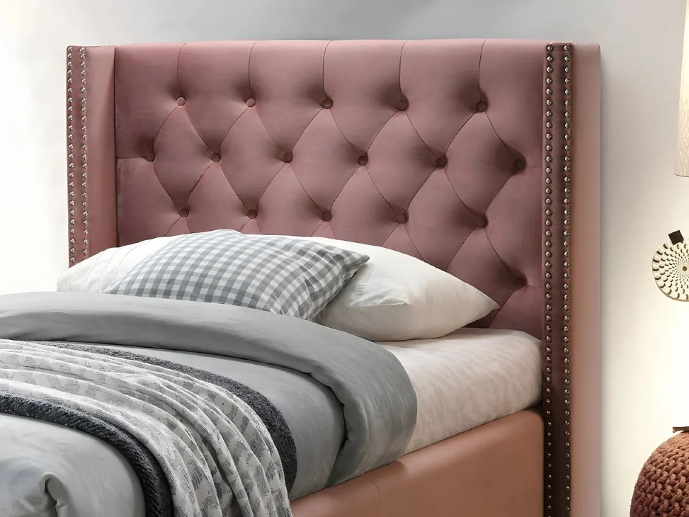 Cama cabecero capitoné 90x200 cm terciopelo MASSIMO^Vente-unique Outlet