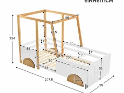 Merax Cama Montessori|Cama cabina - 90 x 200 cm - MDF y pino - somier de láminas - colores blanco y natural