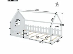 Cama cabina 90 x 200 cm, cama infantil con ventana, Madera de pino, Somier de láminas,^Merax New