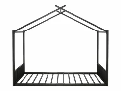 Merax Cama cabina 140 x 200 cm con cabecero - cama infantil - metal - somier de láminas - Negro Hot