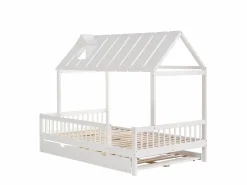 Merax Cama Montessori|Cama cabina 120 x 200 cm con cama nido 120 x 190 cm - Madera de pino + MDF -