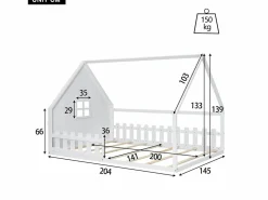 Merax Cama Montessori|Cama cabina 140 x 200 cm con ventana - Madera de pino + MDF - Somier de láminas incluido -
