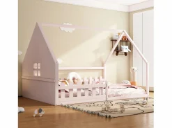 Cama cabina 140 x 200 cm con ventana - Madera de pino + MDF - Somier de láminas incluido -^Merax Discount