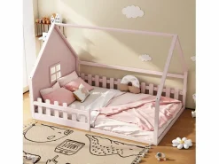 Cama cabina 140 x 200 cm con ventana - Madera de pino + MDF - Somier de láminas incluido -^Merax Discount