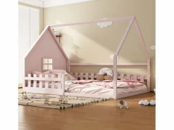 Cama cabina 140 x 200 cm con ventana - Madera de pino + MDF - Somier de láminas incluido -^Merax Discount