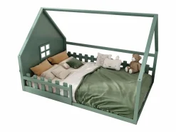 Cama cabina 140 x 200 cm con ventana - Madera de pino + MDF - Somier de láminas incluido -^Merax Clearance