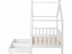 Merax Cama Montessori|Cama cabina con 2 cajones - 90 x 200 cm - madera de pino - somier de láminas -