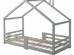 Cama cabina con rejilla protectora - 90x200cm - madera maciza -^ModernLuxe