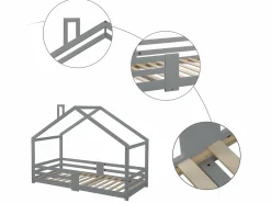 Cama cabina con rejilla protectora - 90x200cm - madera maciza -^ModernLuxe