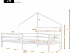 Merax Cama Montessori|Cama cabina para niños - 90 x 200 cm - estante de almacenamiento - somier -