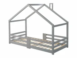 Merax Cama Montessori|Cama cabina para niños 90 x 200 cm - madera maciza de pino - barrera y somier -