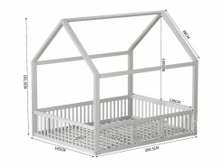 Merax Mueble De Bebé|Cama cabina para niños o bebés - 140 x 200 cm - barreras y puerta - somier incluido - madera blanca