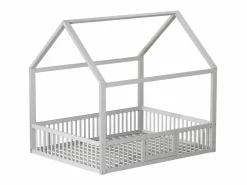 Merax Mueble De Bebé|Cama cabina para niños o bebés - 140 x 200 cm - barreras y puerta - somier incluido - madera blanca