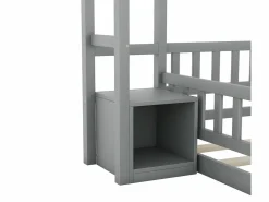 ModernLuxe Cama cabina para niños 140x200 cm con mesita de noche y barandillas de seguridad - somier - Gris Outlet