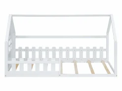 Cama cabina 140x200 cm - Cama infantil con barandillas de seguridad y somier - pino y MDF - Blanco Sale