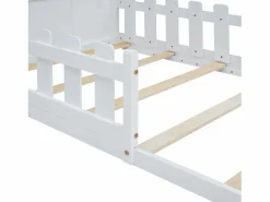 Cama cabina 140x200 cm - Cama infantil con barandillas de seguridad y somier - pino y MDF - Blanco Sale