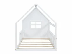 Cama cabina 140x200 cm - Cama infantil con barandillas de seguridad y somier - pino y MDF - Blanco Sale