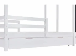 ModernLuxe Cama cabina 90x200 cm - madera maciza - con pizarra y 2 cajones - Blanco Outlet