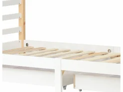ModernLuxe Cama Montessori|Cama cabina 90x200 cm de madera maciza con 2 cajones - Natural & White