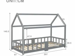 Cama cabina 90x200 cm de madera maciza - con pizarra -^ModernLuxe Discount